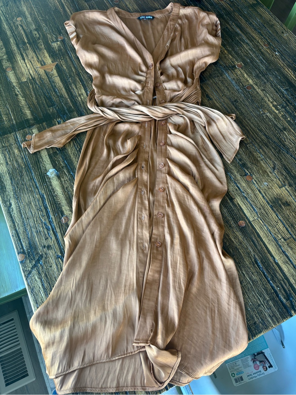 Steve Madden Button-Front Midi Dress in burnt orange